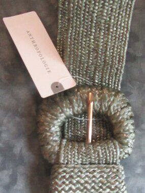 NWT Anthropologie Sage green rattan woven stretch belt size M